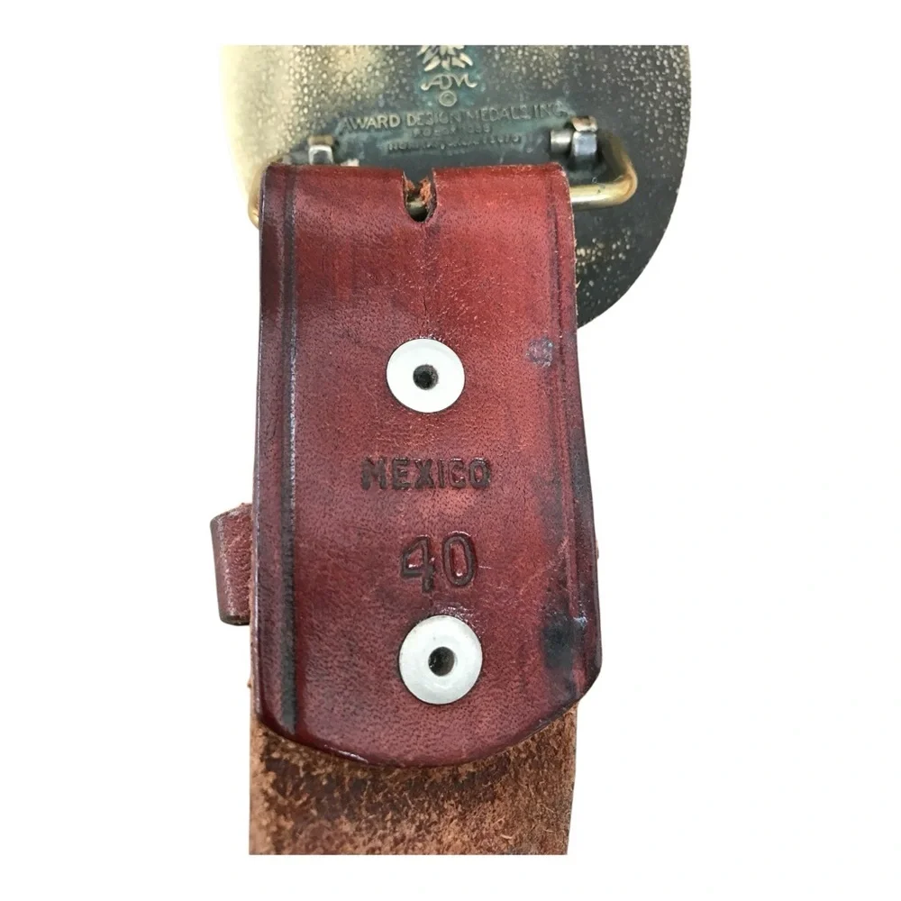 United States Of America. Brass Buckle on Leather Weaved Braided Belt. Size 40.